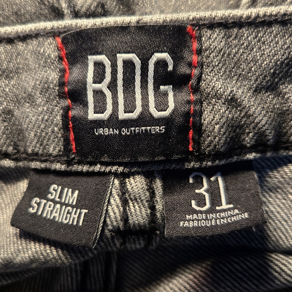 BDG Black Wash Distressed High-Rise Slim Straight Denim Womens Size 31 - Picture 9 of 16